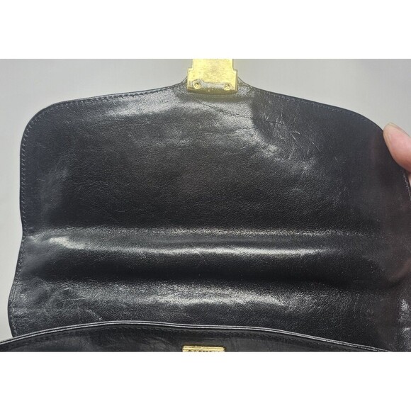 Vintage Oroton Australian Genuine Cowhide Black Leather Purse Satchel Crossbody - Picture 8 of 16